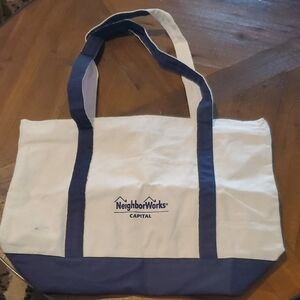 White and Blue Tote Bag